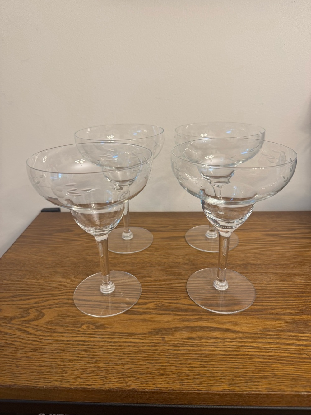 Vintage Princess House Heritage Crystal Margarita Glasses - Set of 4 EUC